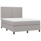 Letto a Molle Materasso e LED Grigio Chiaro 140x200 cm Tessuto Letto a Molle Materasso e LED Grigio Chiaro 140x200 cm Tessuto