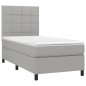 Letto a Molle Materasso e LED Grigio Chiaro 80x200 cm Tessuto Letto a Molle Materasso e LED Grigio Chiaro 80x200 cm Tessuto
