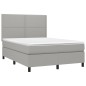 Letto a Molle Materasso e LED Grigio Chiaro 140x190 cm Tessuto Letto a Molle Materasso e LED Grigio Chiaro 140x190 cm Tessuto