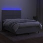 Letto a Molle Materasso e LED Grigio Chiaro 140x190 cm Tessuto Letto a Molle Materasso e LED Grigio Chiaro 140x190 cm Tessuto