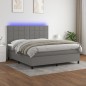 Letto a Molle Materasso e LED Grigio Scuro 160x200cm in Tessuto Letto a Molle Materasso e LED Grigio Scuro 160x200cm in Tessuto