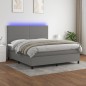 Letto a Molle Materasso e LED Grigio Scuro 180x200cm in Tessuto Letto a Molle Materasso e LED Grigio Scuro 180x200cm in Tessuto