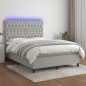 Letto a Molle Materasso e LED Grigio Chiaro 140x190 cm Tessuto Letto a Molle Materasso e LED Grigio Chiaro 140x190 cm Tessuto