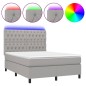 Letto a Molle Materasso e LED Grigio Chiaro 140x190 cm Tessuto Letto a Molle Materasso e LED Grigio Chiaro 140x190 cm Tessuto