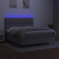 vidaXL Letto a Molle Materasso e LED Grigio Chiaro 160x200 cm Tessuto vidaXL Letto a Molle Materasso e LED Grigio Chiaro 160x200 cm Tessuto