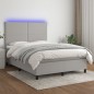 Letto a Molle Materasso e LED Grigio Chiaro 140x200 cm Tessuto Letto a Molle Materasso e LED Grigio Chiaro 140x200 cm Tessuto