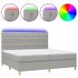 Letto a Molle Materasso e LED Grigio Chiaro 200x200 cm Tessuto Letto a Molle Materasso e LED Grigio Chiaro 200x200 cm Tessuto