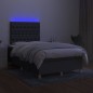 Letto a Molle Materasso e LED Grigio Scuro 120x200cm in Tessuto Letto a Molle Materasso e LED Grigio Scuro 120x200cm in Tessuto