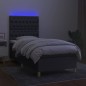 vidaXL Letto a Molle Materasso e LED Grigio Scuro 80x200 cm in Tessuto vidaXL Letto a Molle Materasso e LED Grigio Scuro 80x200 cm in Tessuto