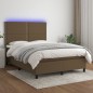 vidaXL Letto a Molle Materasso e LED Marrone Scuro 140x200 cm Tessuto vidaXL Letto a Molle Materasso e LED Marrone Scuro 140x200 cm Tessuto