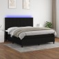 Letto a Molle con Materasso e LED Nero 180x200cm in Tessuto Letto a Molle con Materasso e LED Nero 180x200cm in Tessuto