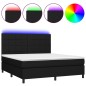 Letto a Molle con Materasso e LED Nero 180x200cm in Tessuto Letto a Molle con Materasso e LED Nero 180x200cm in Tessuto