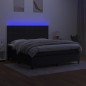 Letto a Molle con Materasso e LED Nero 180x200cm in Tessuto Letto a Molle con Materasso e LED Nero 180x200cm in Tessuto