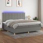 vidaXL Letto a Molle Materasso e LED Grigio Scuro 200x200cm in Tessuto vidaXL Letto a Molle Materasso e LED Grigio Scuro 200x200cm in Tessuto