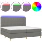 vidaXL Letto a Molle Materasso e LED Grigio Scuro 200x200cm in Tessuto vidaXL Letto a Molle Materasso e LED Grigio Scuro 200x200cm in Tessuto