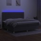 vidaXL Letto a Molle Materasso e LED Grigio Scuro 200x200cm in Tessuto vidaXL Letto a Molle Materasso e LED Grigio Scuro 200x200cm in Tessuto