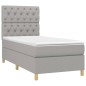 Letto a Molle Materasso e LED Grigio Chiaro 80x200 cm Tessuto Letto a Molle Materasso e LED Grigio Chiaro 80x200 cm Tessuto