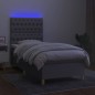 Letto a Molle Materasso e LED Grigio Chiaro 80x200 cm Tessuto Letto a Molle Materasso e LED Grigio Chiaro 80x200 cm Tessuto
