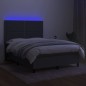vidaXL Letto a Molle Materasso e LED Grigio Scuro 140x190cm in Tessuto vidaXL Letto a Molle Materasso e LED Grigio Scuro 140x190cm in Tessuto