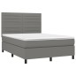 Letto a Molle Materasso e LED Grigio Scuro 140x190cm in Tessuto Letto a Molle Materasso e LED Grigio Scuro 140x190cm in Tessuto