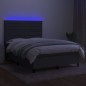 Letto a Molle Materasso e LED Grigio Scuro 140x190cm in Tessuto Letto a Molle Materasso e LED Grigio Scuro 140x190cm in Tessuto