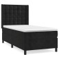 vidaXL Giroletto a Molle con Materasso Nero 90x190 cm in Velluto