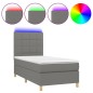 Letto a Molle Materasso e LED Grigio Scuro 100x200cm in Tessuto Letto a Molle Materasso e LED Grigio Scuro 100x200cm in Tessuto