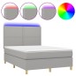 Letto a Molle Materasso e LED Grigio Chiaro 140x200 cm Tessuto Letto a Molle Materasso e LED Grigio Chiaro 140x200 cm Tessuto