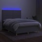 Letto a Molle Materasso e LED Grigio Chiaro 140x200 cm Tessuto Letto a Molle Materasso e LED Grigio Chiaro 140x200 cm Tessuto