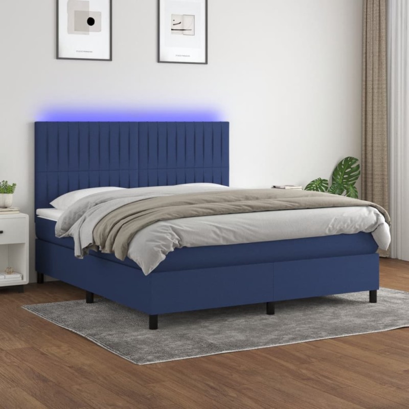 vidaXL Letto a Molle con Materasso e LED Blu 180x200 cm in Tessuto vidaXL Letto a Molle con Materasso e LED Blu 180x200 cm in Tessuto
