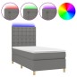 vidaXL Letto a Molle Materasso e LED Grigio Scuro 90x200 cm in Tessuto