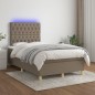 Letto a Molle con Materasso e LED Tortora 120x200cm in Tessuto Letto a Molle con Materasso e LED Tortora 120x200cm in Tessuto