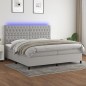 vidaXL Letto a Molle Materasso e LED Grigio Chiaro 200x200 cm Tessuto vidaXL Letto a Molle Materasso e LED Grigio Chiaro 200x200 cm Tessuto