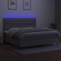 vidaXL Letto a Molle Materasso e LED Grigio Chiaro 200x200 cm Tessuto vidaXL Letto a Molle Materasso e LED Grigio Chiaro 200x200 cm Tessuto