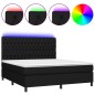 Letto a Molle con Materasso e LED Nero 160x200 cm in Tessuto Letto a Molle con Materasso e LED Nero 160x200 cm in Tessuto