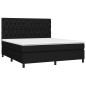 Letto a Molle con Materasso e LED Nero 160x200 cm in Tessuto Letto a Molle con Materasso e LED Nero 160x200 cm in Tessuto