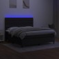 Letto a Molle con Materasso e LED Nero 160x200 cm in Tessuto Letto a Molle con Materasso e LED Nero 160x200 cm in Tessuto