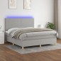 vidaXL Letto a Molle Materasso e LED Grigio Chiaro 160x200 cm Tessuto vidaXL Letto a Molle Materasso e LED Grigio Chiaro 160x200 cm Tessuto