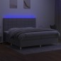 Letto a Molle Materasso e LED Grigio Chiaro 200x200 cm Tessuto Letto a Molle Materasso e LED Grigio Chiaro 200x200 cm Tessuto