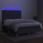 Letto a Molle Materasso e LED Grigio Scuro 140x200cm in Tessuto Letto a Molle Materasso e LED Grigio Scuro 140x200cm in Tessuto