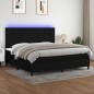 Letto a Molle Materasso e LED Nero 200x200cm in Tessuto Letto a Molle Materasso e LED Nero 200x200cm in Tessuto