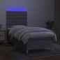 Letto a Molle Materasso e LED Grigio Chiaro 90x190 cm Tessuto Letto a Molle Materasso e LED Grigio Chiaro 90x190 cm Tessuto