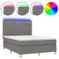 vidaXL Letto a Molle Materasso e LED Grigio Scuro 140x200cm in Tessuto