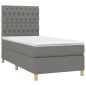 Letto a Molle Materasso e LED Grigio Scuro 90x190 cm in Tessuto Letto a Molle Materasso e LED Grigio Scuro 90x190 cm in Tessuto