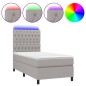 Letto a Molle Materasso e LED Grigio Chiaro 100x200 cm Tessuto Letto a Molle Materasso e LED Grigio Chiaro 100x200 cm Tessuto