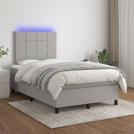 vidaXL Letto a Molle Materasso e LED Grigio Chiaro 120x200 cm Tessuto