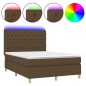 vidaXL Letto a Molle Materasso e LED Marrone Scuro 140x200 cm Tessuto vidaXL Letto a Molle Materasso e LED Marrone Scuro 140x200 cm Tessuto