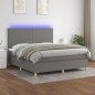 Letto a Molle Materasso e LED Grigio Scuro 160x200cm in Tessuto Letto a Molle Materasso e LED Grigio Scuro 160x200cm in Tessuto
