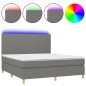 Letto a Molle Materasso e LED Grigio Scuro 160x200cm in Tessuto Letto a Molle Materasso e LED Grigio Scuro 160x200cm in Tessuto
