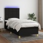 Letto a Molle con Materasso e LED Nero 90x190 cm in Tessuto Letto a Molle con Materasso e LED Nero 90x190 cm in Tessuto